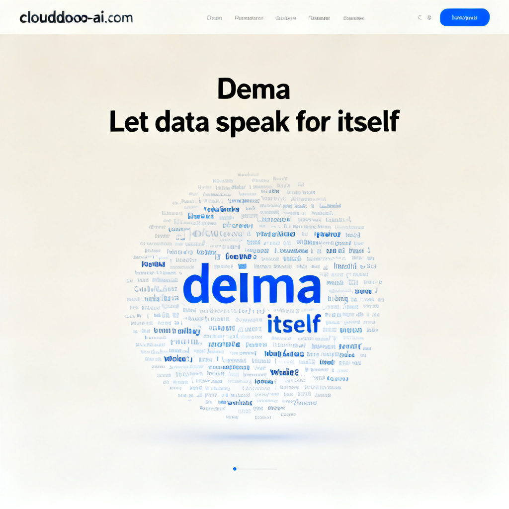 The official website interface of cloud.yoo-ai.com, showing a demo word cloud with the tagline “Let data speak for itself,” clean and professional design.
