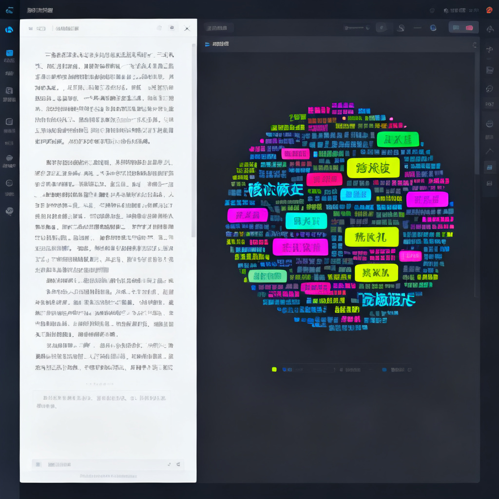 轻云图AI分词界面截图，左侧显示原始文本，右侧实时生成词云，分词结果高亮显示核心关键词
