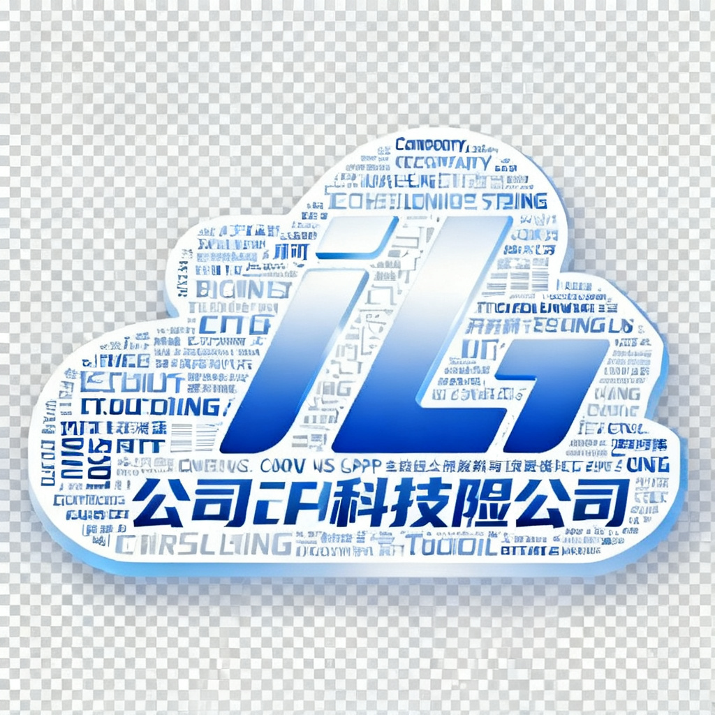 一张透明背景的文字云SVG图,文字以科技感字体排列成公司Logo形状,颜色为蓝白渐变,背景透明,适合叠加在网页或PPT上