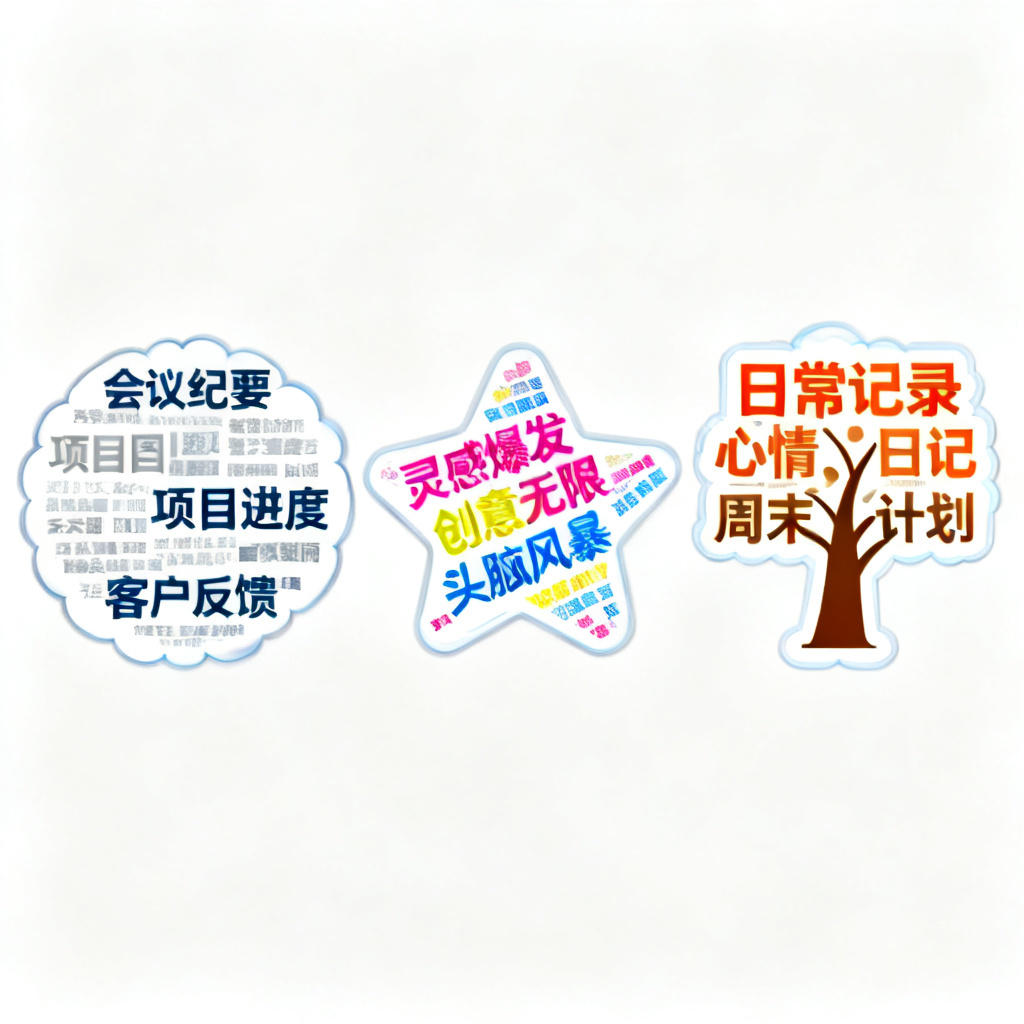 不同场景下使用轻云图生成的多样化文字云展示