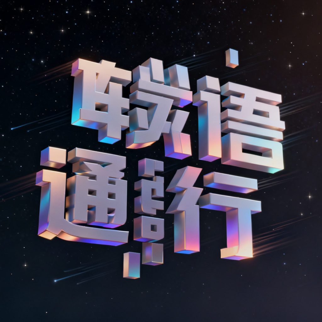 一张展示3D文字云效果的精美图片，文字呈立体悬浮状态，带有光影渐变和轻微动画轨迹，背景为深色星空，整体视觉冲击力强，体现出高级感和科技感。