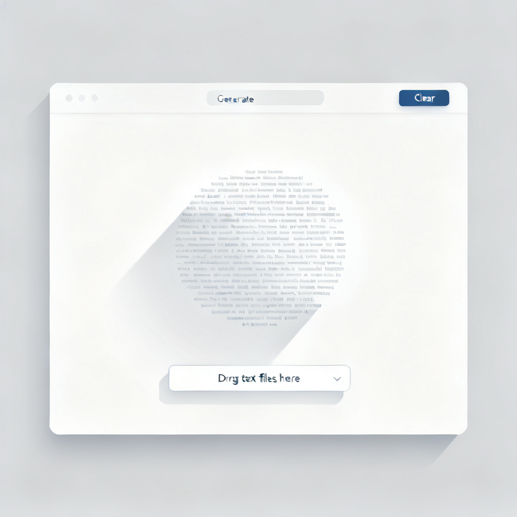 Minimalist web interface for word cloud generation, drag-and-drop, clean design, modern UI –ar 16:9