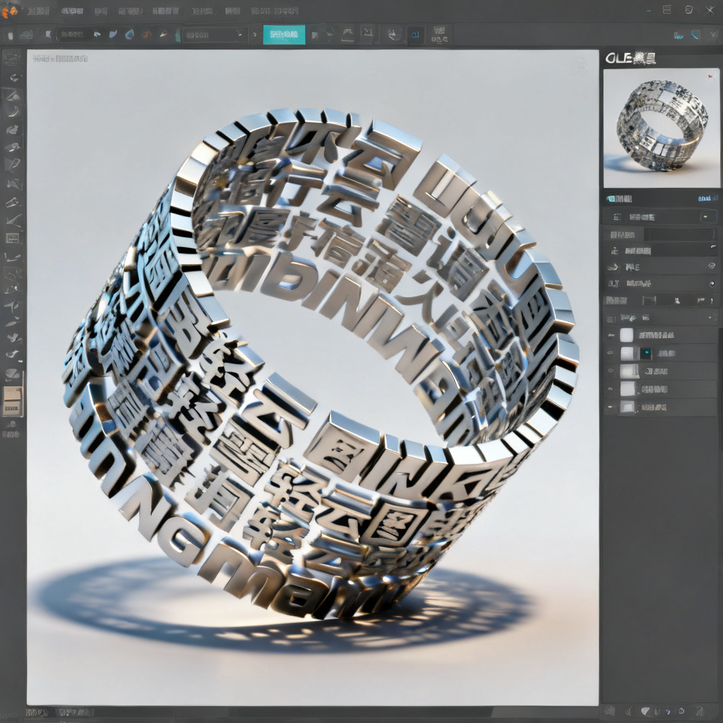 轻云图生成的3D文字云示意图，展示立体旋转效果、动态动画和GLB模型导出界面