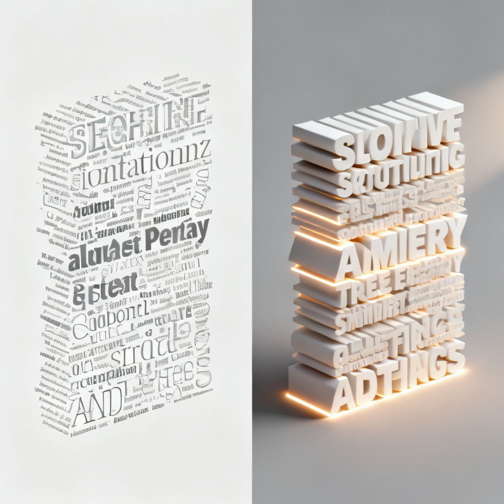 A side-by-side comparison of a flat 2D word cloud with messy overlapping text versus a clean 3D word cloud with distinct spatial depth and glowing edges, illustrating the visual gap between traditional and AI-driven tools.