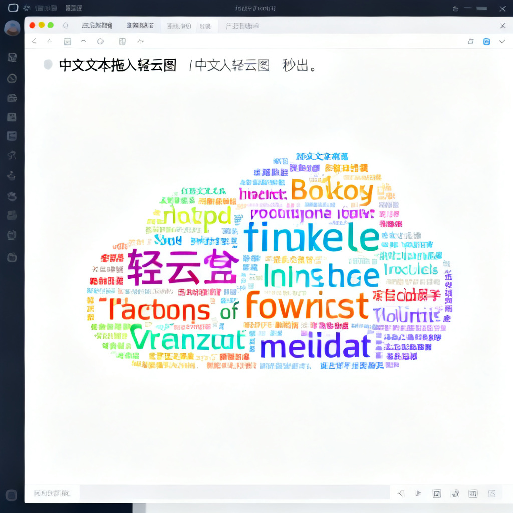 用户将一段中文文本拖入轻云图界面,几秒后自动生成彩色文字云,关键词大小不一,界面简洁