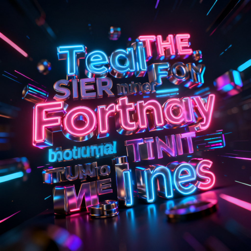 A vibrant 3D word cloud with glowing text in various sizes, rotating slowly in a dark background, with a futuristic tech aesthetic.